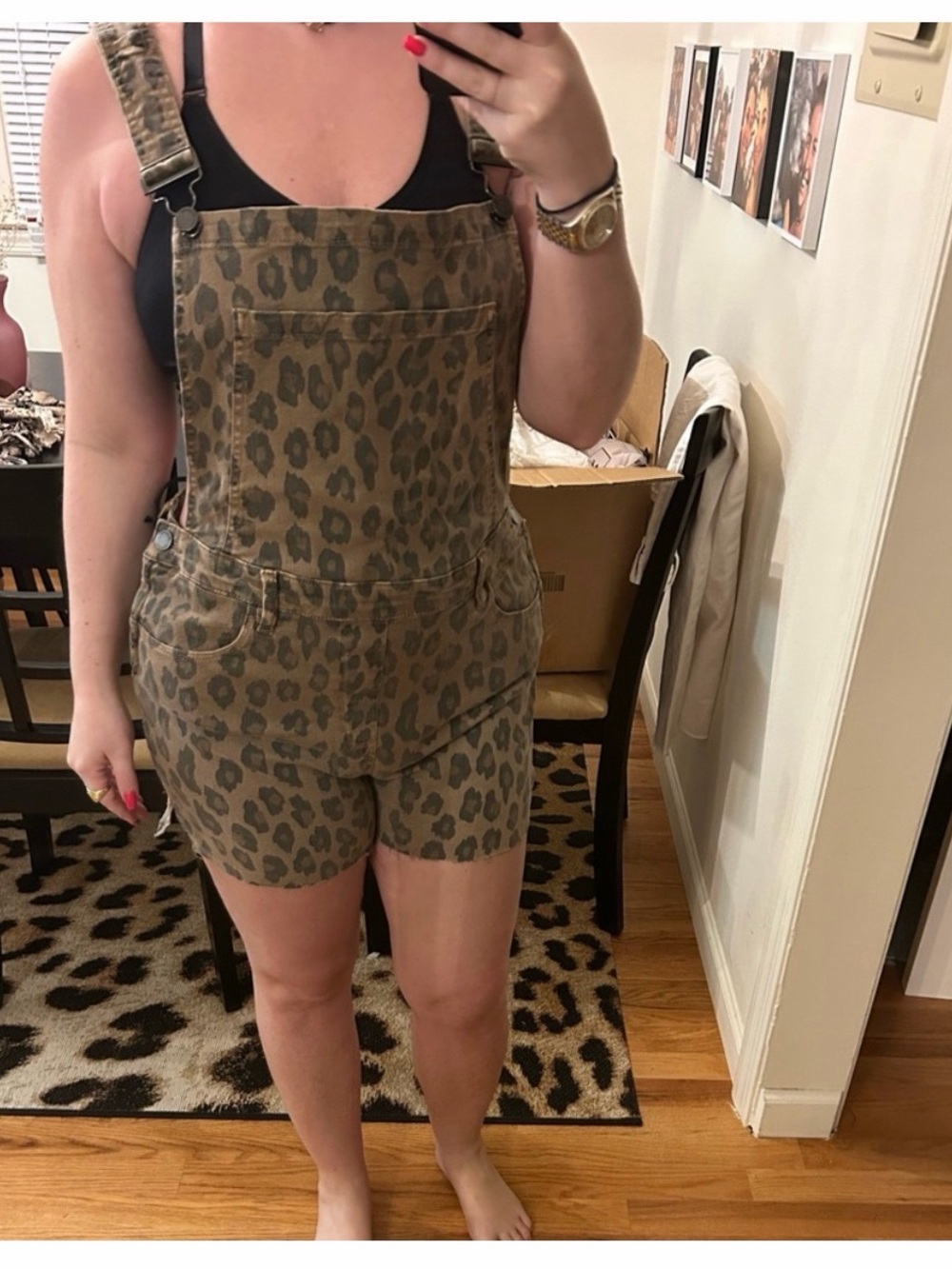 BLANK NYC Leopard Print Short Overalls - Brown/Cheetah Women Jeans SIZE31